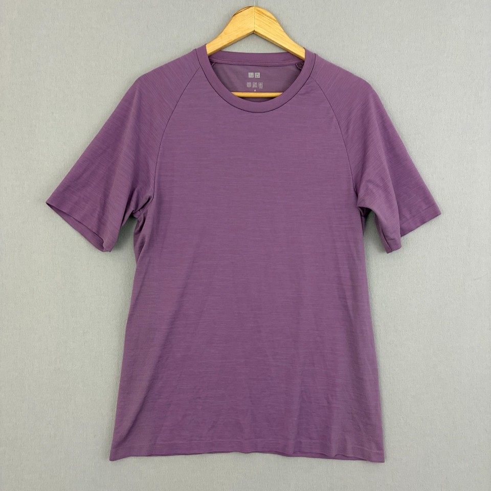 Uniqlo Top Womens Medium Purple Tee T-Shirt Raglan Sleeve Dry-Ex Gym Activewear