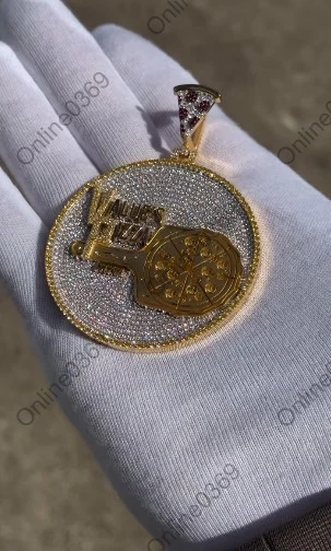 Nuevo colgante con dije circular hecho a medida de diamante creado en laboratorio estilo para hombre en 925 SS Foto 3 de 4