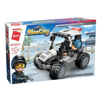 QMAN 11011-4 Polizei Jeep W11011-4 Spielzeugfahrzeug für Kinder Bauspielzeug