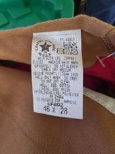Carhartt Bibs 46x28 80s-90s Union Made-Double Knee 6FBQZ USA See Pics