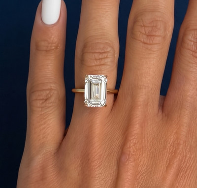 5.00 Ct Emerald 14k Yellow Lab Grown Diamond Engagement Ring IGI Certified