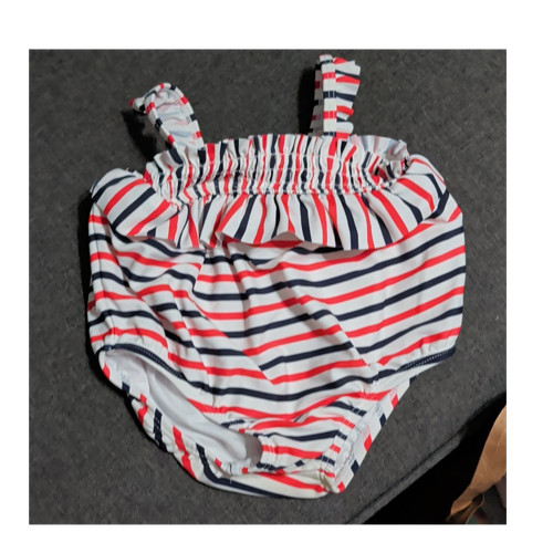 Janie and Jack Striped One Piece Baby Swimwear Red White Navy Blue Ruffle 6-12M