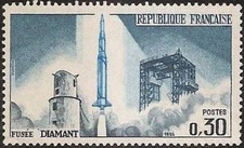 France Yvert Num 1464 ** Satellite  1965