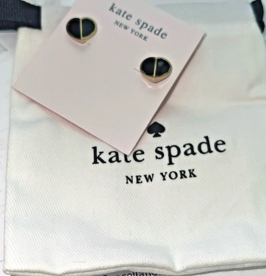 Kate Spade Heritage Spade Small Heart Stud Black NWOT + Dust Bag - Image 4 of 4