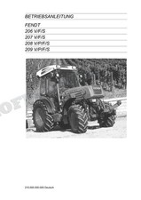 FENDT 206 V/F/S 207 V/F/S 208 V/P/F/S 209 V/P/F/S Traktor Betriebsanleitung