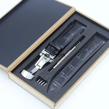Genuine Leather Watch Band Bracelet Strap Deployment Clasp Buckle+Tool 12-24mm