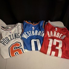 NBA Nike Jersey Lot Knicks Porzingis SzM, Thunder Westbrook, Rockets Harden szL