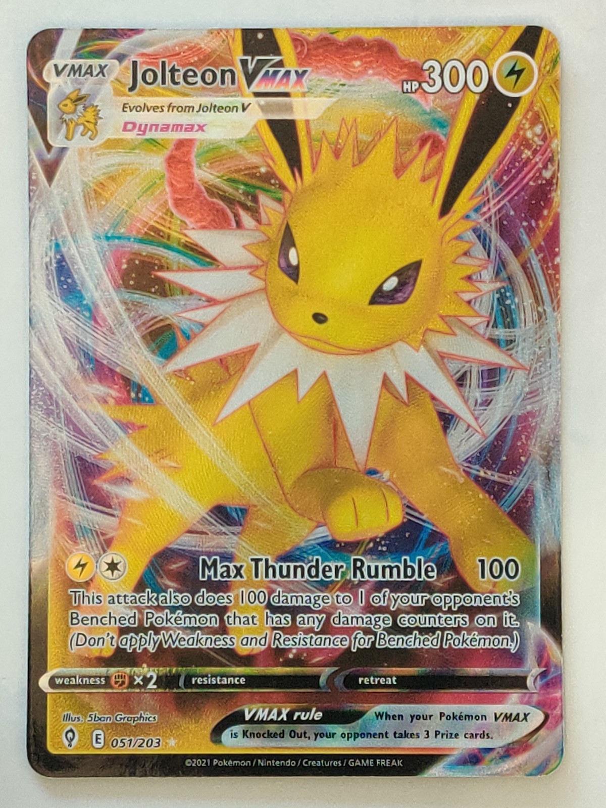 Jolteon VMAX Ultra Rare SWSH07: Evolving Skies 051/203 NM