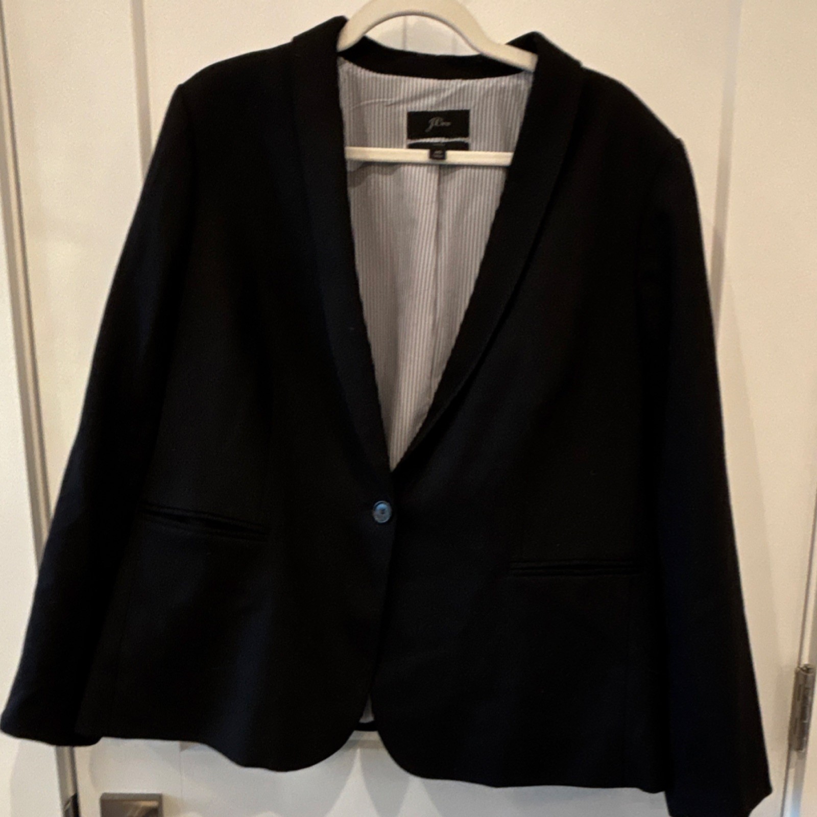 J.Crew Parke Women's Black Blazer Size 20 Notch Lapel Lined Single-Breasted