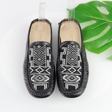 Donald Pliner Womens Vevi Mule Size 6 Black Patent Beaded Slip On Moc Shoe Italy