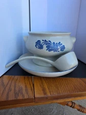 Vintage Pfaltzgraff Yorktowne Stoneware Large Soup Tureen and Chip and dip plate