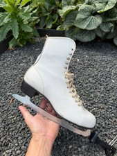 White Figure Ice Skates with Metal Blades Size 10W 8.5M