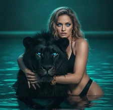 Photo Digital Product  - Ai Wallpaper Image Picture Sample Art Black Lion Sexy