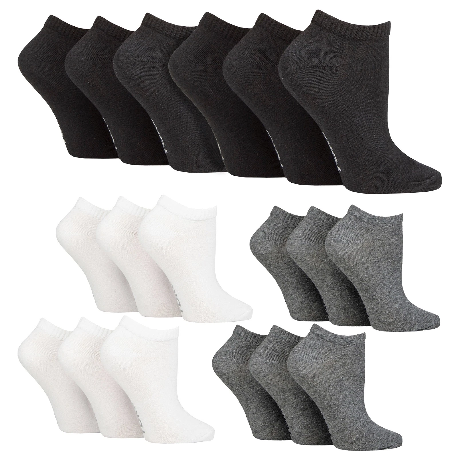 6 Pack Womens Plain Sports Trainer Socks by SOCKSHOP TORE
