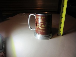 Vintage Las Vegas Leather Wrapped Mug, See thru Bottom, Iconic resorts
