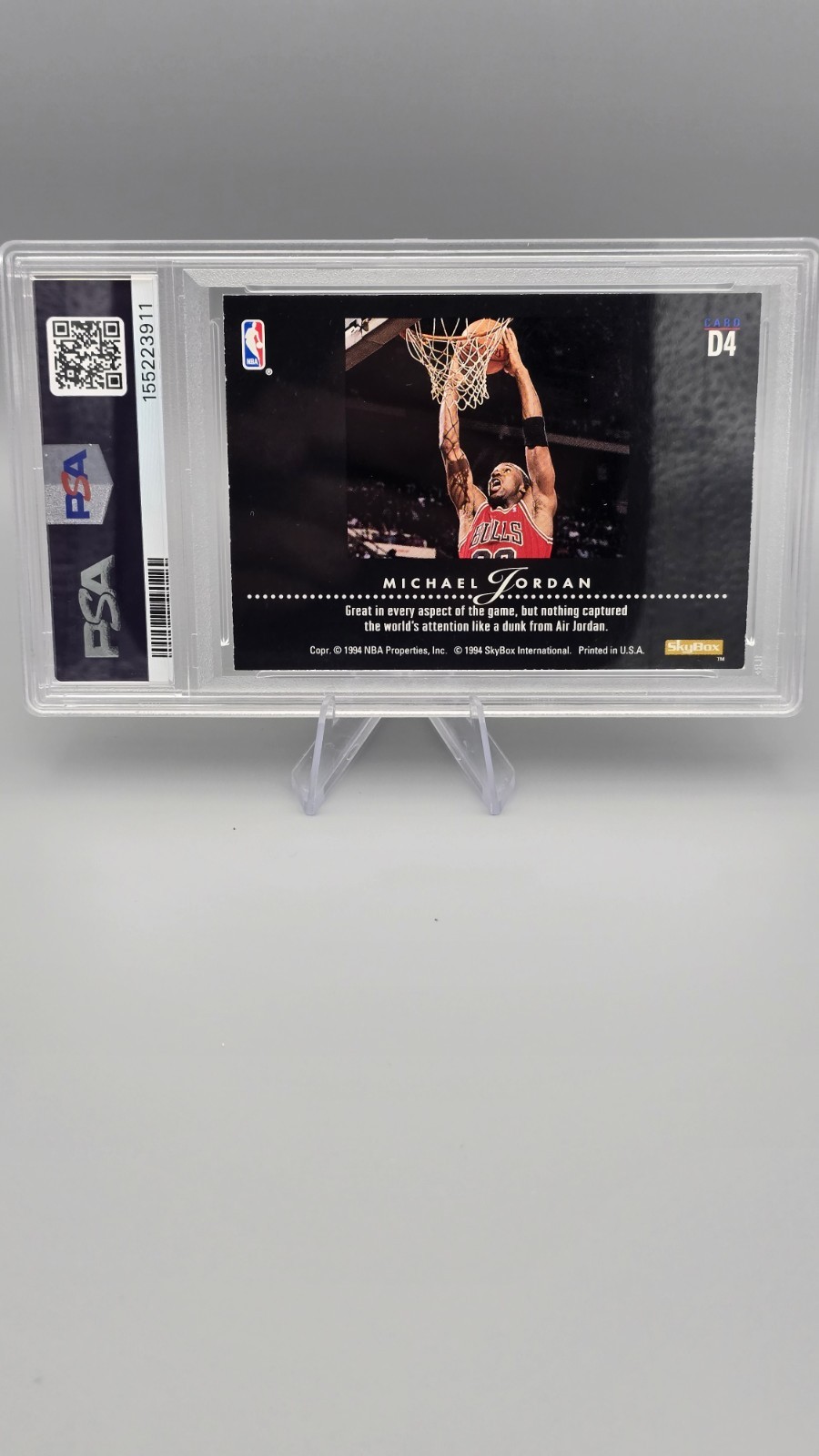 SkyBox Premium 1993-94 Dynamic Dunks Michael Jordan #D4 Bulls PSA 7 view 3