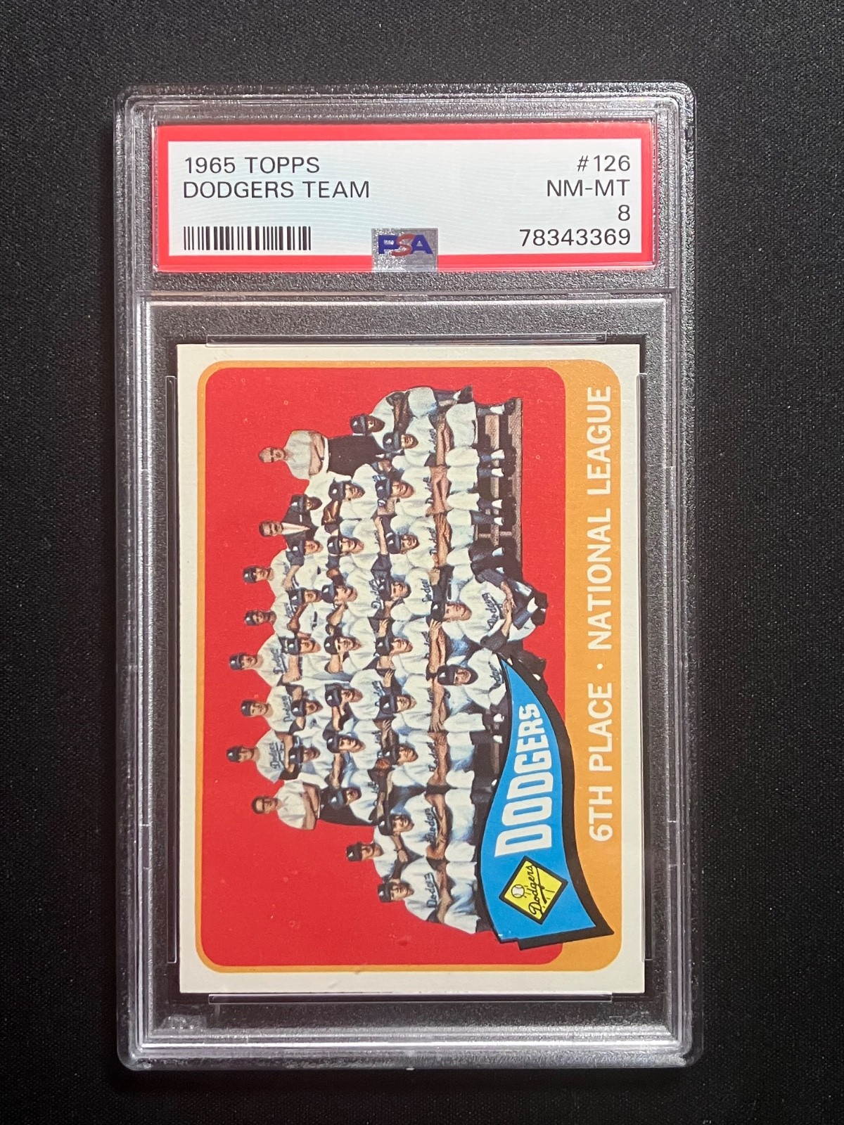 Dodgers Team #126 Baseball Cards 1965 Topps trading card — raw and PSA graded price guide