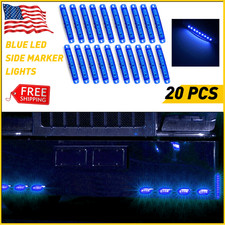 20 PCS Blue LED Marker Side Lights Clearance Lamps for Car Truck Trailer 12V USA
