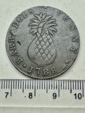 1788 Barbados Copper Penny - Pineapple - George III Colonial Issue (F265)