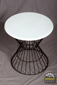 Modern Iron Wire Base Table with White Marble Top – 18.25" H