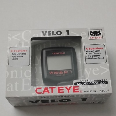 CatEye Velo 1 CC-VL100 Bike Computer Black Auto Start/Stop Speedometer Odometer