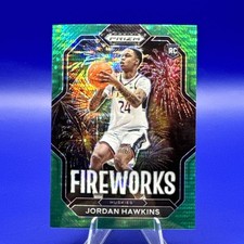 JORDAN HAWKINS 2023-24 Panini Prizm Draft Picks Fireworks GREEN PULSAR /25 