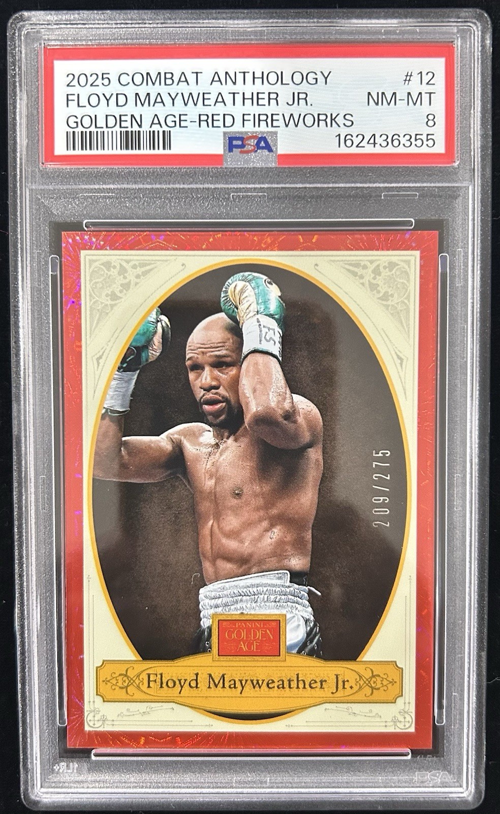 2025 Combat Anthology Golden Age Floyd Mayweather Jr. Red Fireworks /275 PSA 8