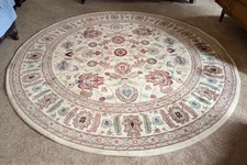 7'10" Round Karastan Palazzo Verona Ivory Oriental Rug ~ FREE SHIP~
