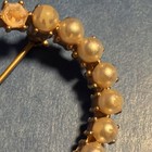 Gold Tone Round Wreath Brooch Pin w/ White Imitation Pearls & Crystal vintage — photo 4