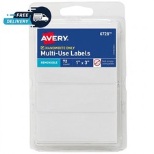 Removable Blank Labels 1 x 3 Inch White Self Adhesive 72 Pack