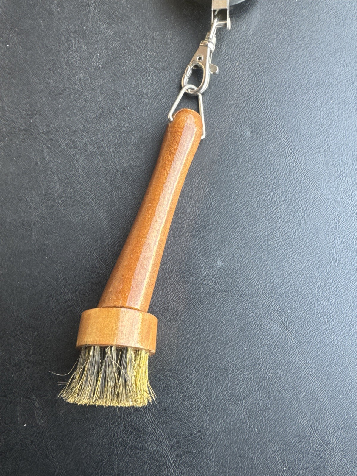 Wooden Handler Brass Brissel Golf Brush With Custom Retractor Cord 
