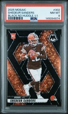 Shedeur Sanders 2025 Mosaic No Huddle BLACK 1/1 PSA 8 Rookie RC #302 Browns