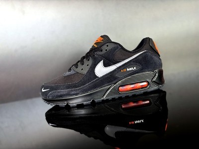 NIKE AIR MAX 90 Black-Metallic Total Orange Sneaker schwarz/orange Gr.41