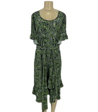 Michael Kors Plus Size 3X Women green paisley print Dress Pullover Tie Waist 4-1