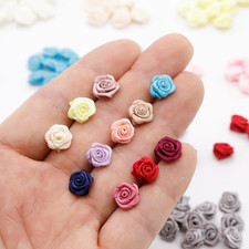 1Cm / 0.39" Premium Very Tiny Satin Ribbon Rose Flowers, Mini Rose Flowers, Perf