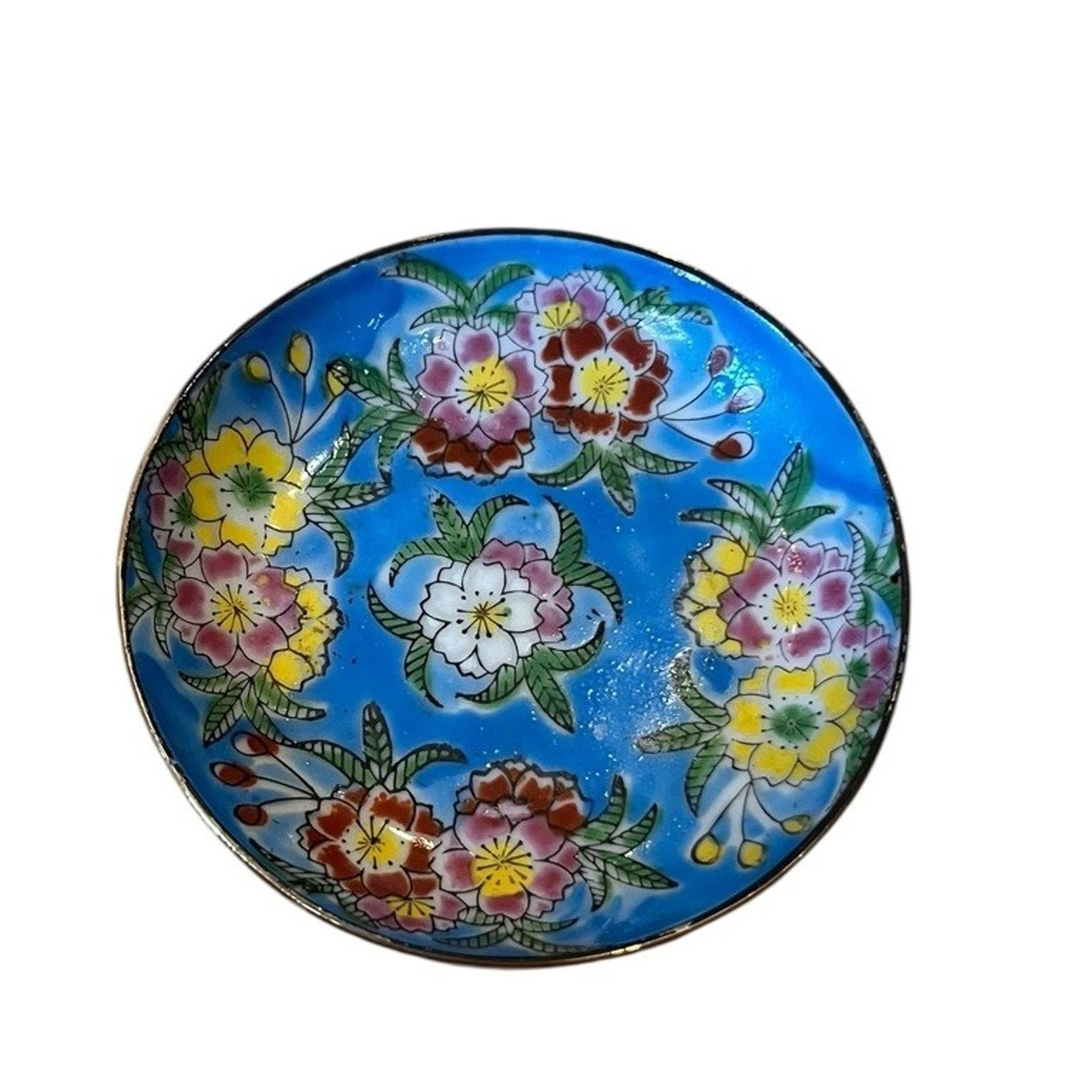 蓝色景泰蓝古董日本盘子| eBay