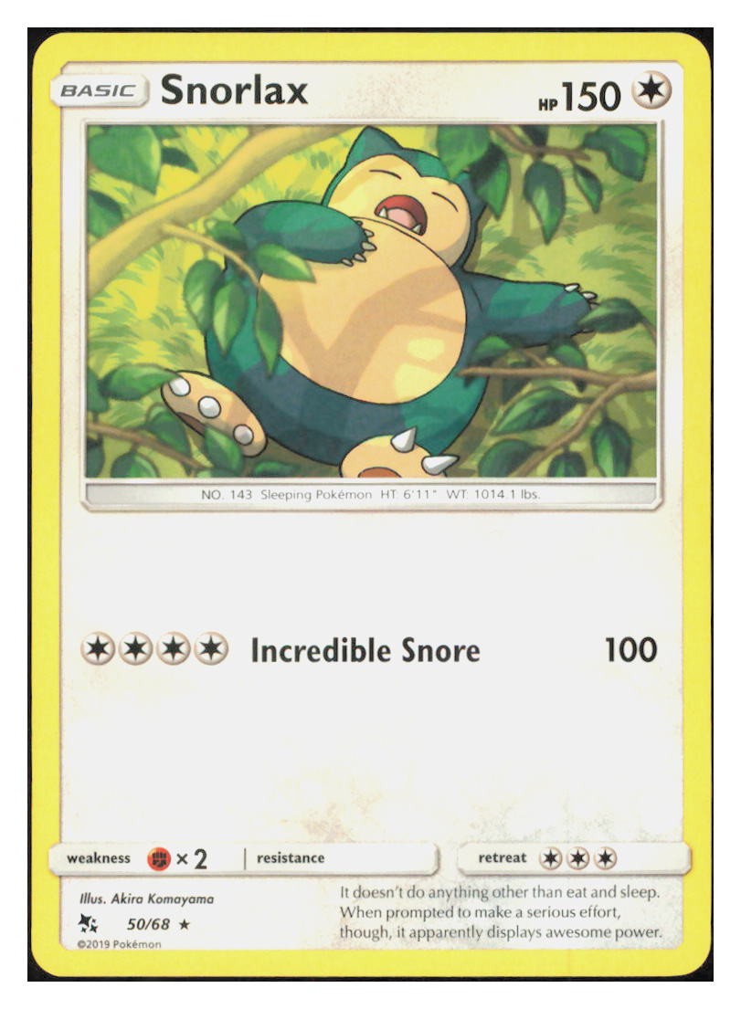 Snorlax Rare Hidden Fates 50/68 LP M064