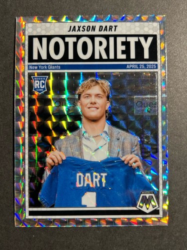 2025 Mosaic Football Notoriety Silver Prizm Jaxson Dart Rookie NY Giants RC