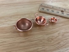 1:12 New Lot Dollhouse Miniature 3 Copper Victorian Nesting Bowls Kitchen Decor