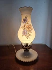 Vintage Milk Glass Table Lamp Hand Painted Flowers Hobnail Base