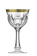 Moser Lady Hamilton bohemian Crystal  Set of 4 24k Gold Band Vintage 1950s