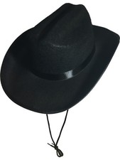 Child's Black Cowboy or Cowgirl Hat With Neck String Costume Accessory