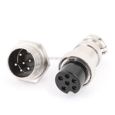 Panel Mount Universal Aviation Connector 6 Pin 16mm Dia Screw GX16 AC1200V NEW