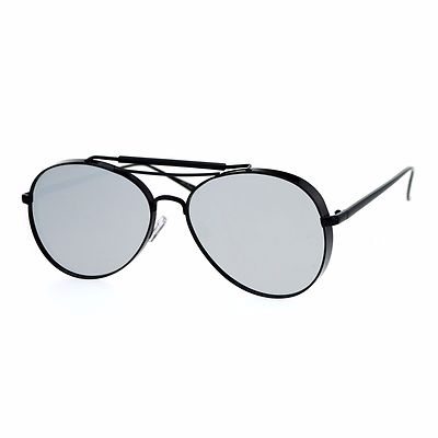 Unisex Round Pilot Sunglasses Flat Metal Frame Flat Mirror 