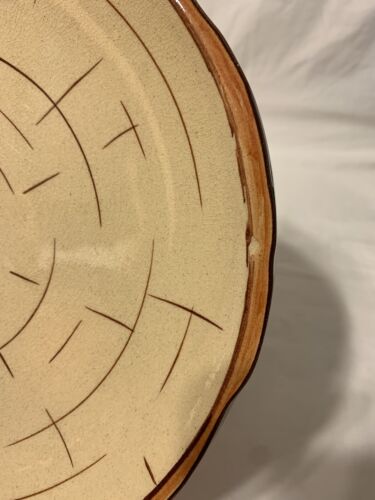 Raro c. 1960 Sunburst Ceramica corteccia di betulla Bar.B.Q 10,25"" Set di 2 piatti da cena - Foto 6 di 14