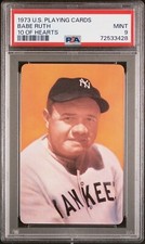 1973/74 U.S PLAYING CARDS 10 OF HEARTHS BABE RUTH NEW YORK YANKEES MLB PSA 9