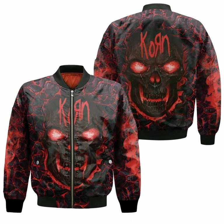 Korn Lava Skull 3D  Bomber Jacket Model 3194 Bomber Jacket