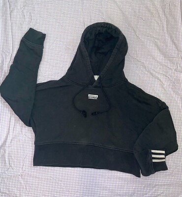 Adidas Sweatshirt Womens Size Small Cropped Hoodie Black