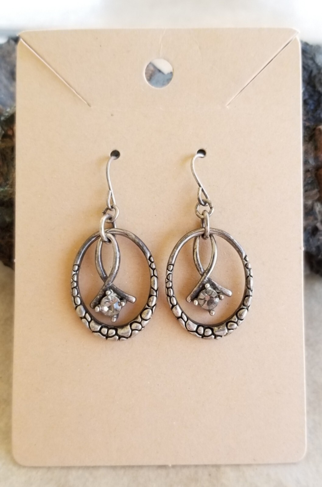 Silver Crystal Hoop, Drop Dangle Earrings