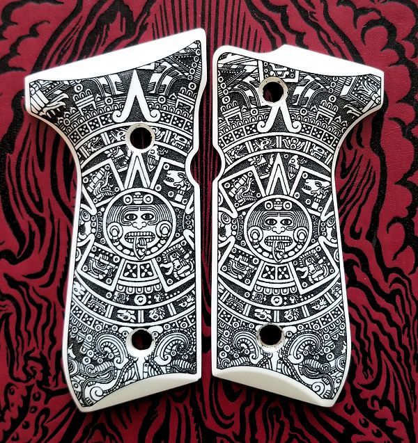 Beretta 92 92FS 96 custom imitation ivory scrimshaw pistol grips